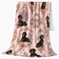 thumbnail image 2 of Dachshund Dog Portrait Collage Roses, Festive Pet Portrait Pattern, Warm Flannel Blanket for Living Room and Reading Nook, Dog Lovers Christmas Gift, Pet Lover Home Decor, 2 of 9
