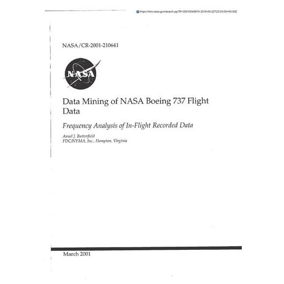 Data Mining of NASA Boeing 737 Flight Data : Frequency Analysis of In-Flight Recorded Data (Paperback)