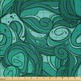 thumbnail image 2 of Ambesonne Hipster Fabric by the Yard Microfiber, Swirling Curved Sea Line, 2 Yards, Seafoam Teal, 2 of 4