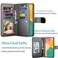 thumbnail image 2 of Galaxy S23 FE 5G Case, Samsung S23 FE 5G Wallet Magnetic Detachable with 9 Card Holder for Women Men, Luxury Leather Wristlet Strap Carrying Folio Flip Cover for Samsung Galaxy S23 FE 5G, Black, 2 of 5