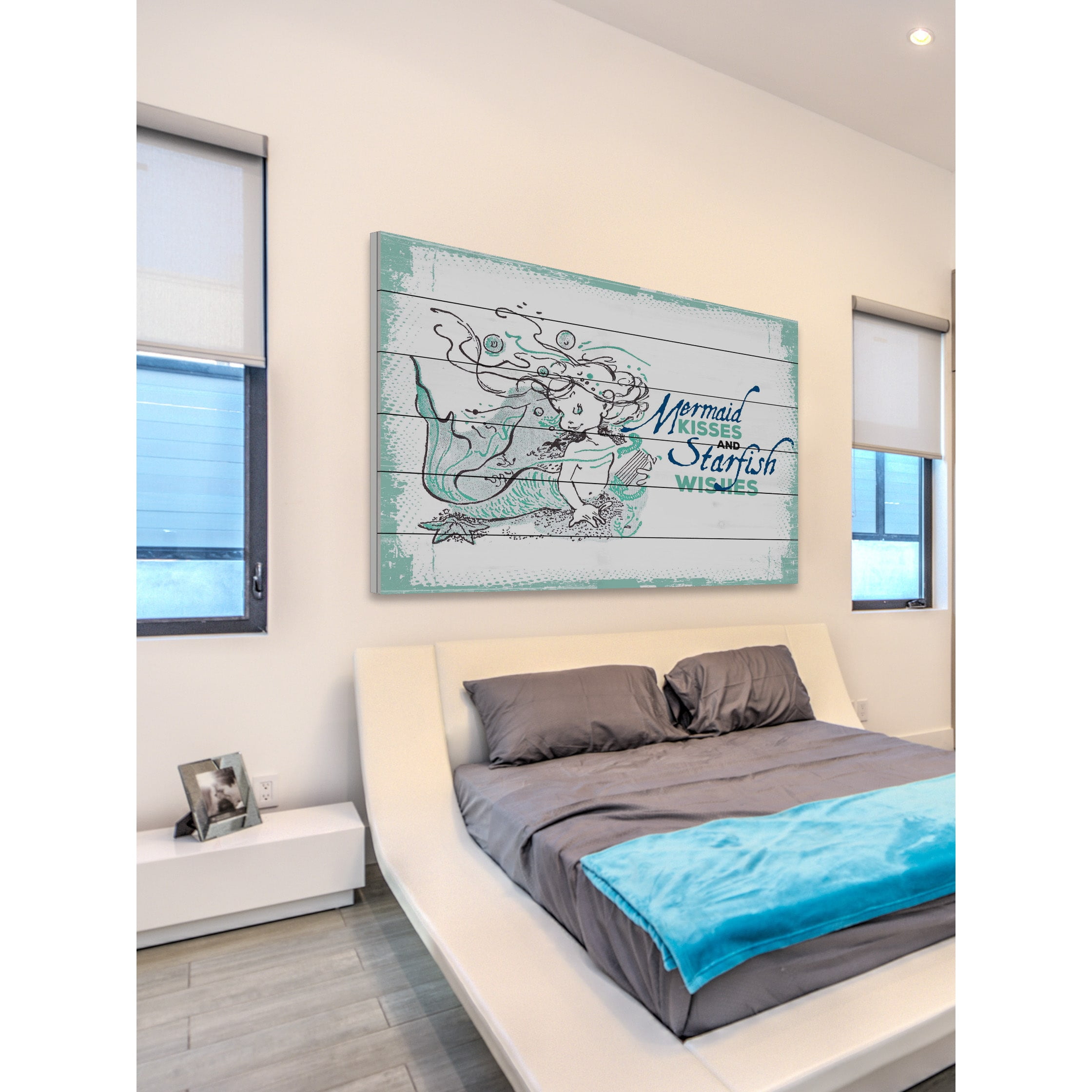 Marmont Hill "Mermaid Kisses 2" Painting Print on White Wood