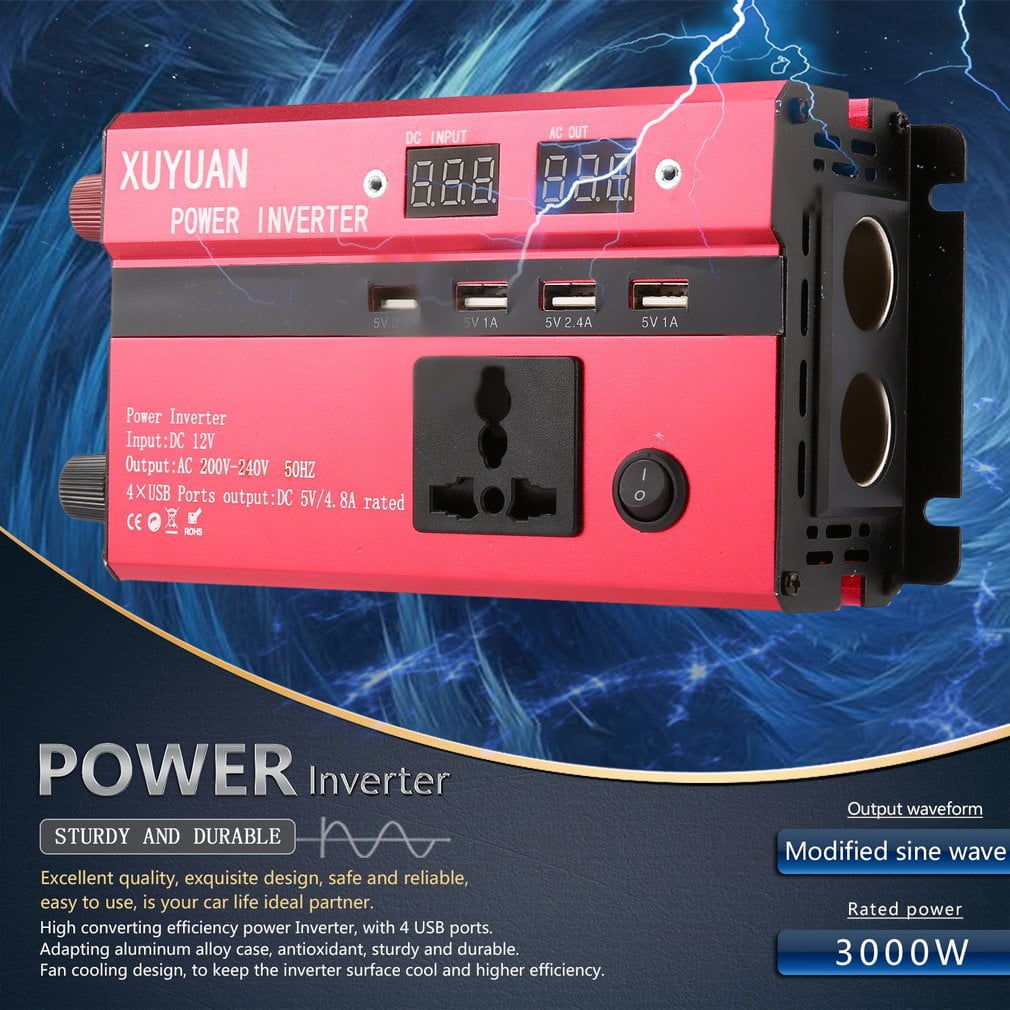 Professional 6000/ W Solar Power Inverter DC 12/ V to AC 220/ V LED display car Sine Wave convertitore for Household Appliances
