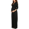 thumbnail image 2 of Mother Bee Maternity V-Neck 3/4 Sleeve Ruched Waist Dress, 2 of 4