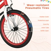 Costway 18 Kids Bike with Removable Training Wheels & Basket for 4-8 Years Old Child Red