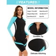 thumbnail image 5 of Women's Zipper Knee Length Bathing Suits Long Sleeve One Piece Rash Guard Swimsuits UPF 50+ Surfing Athletic Swimwear Printed Beach Holiday Swimming Bodysuit, 5 of 6
