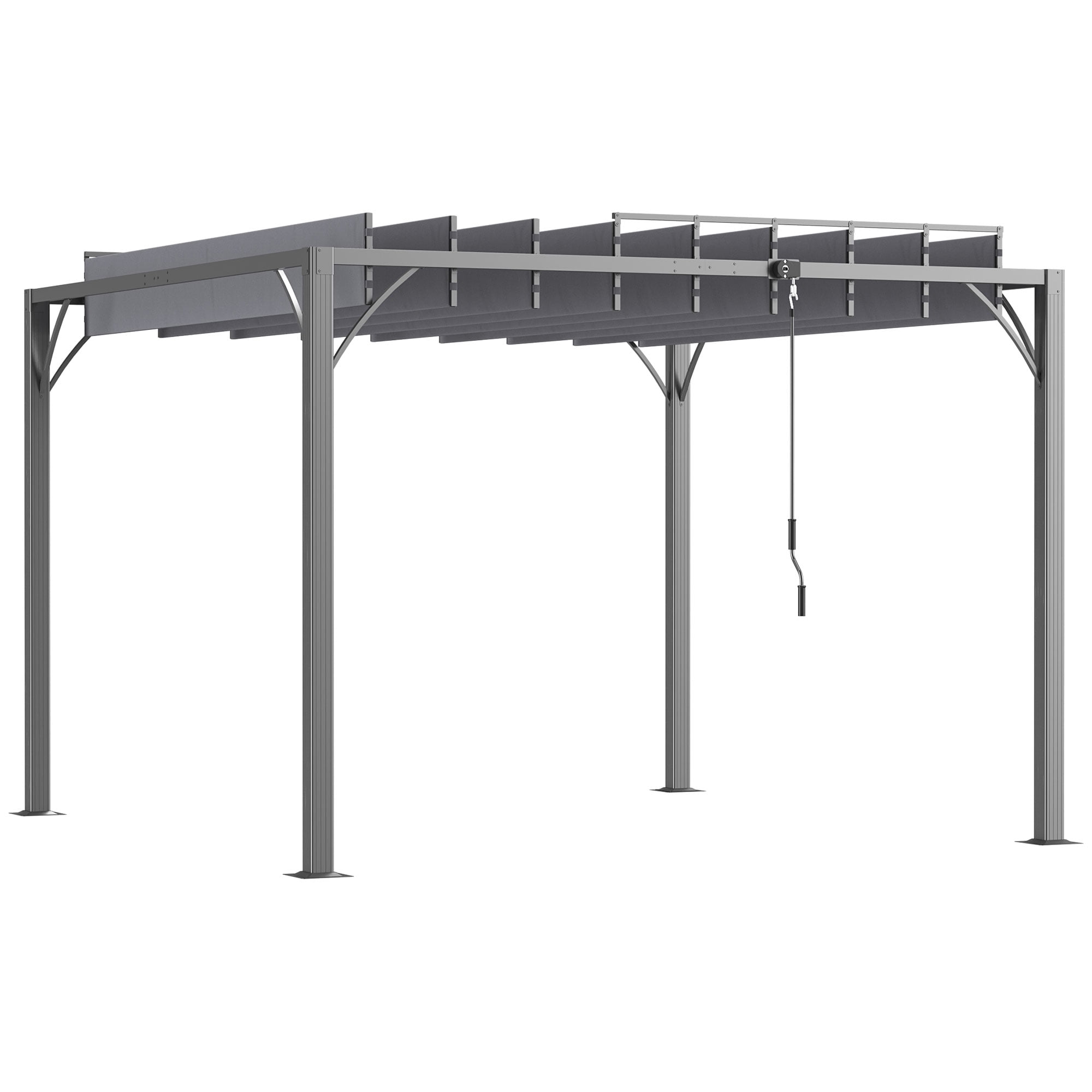 Outsunny 9.5' x 9.7' Outdoor Louvered Pergola with Retractable