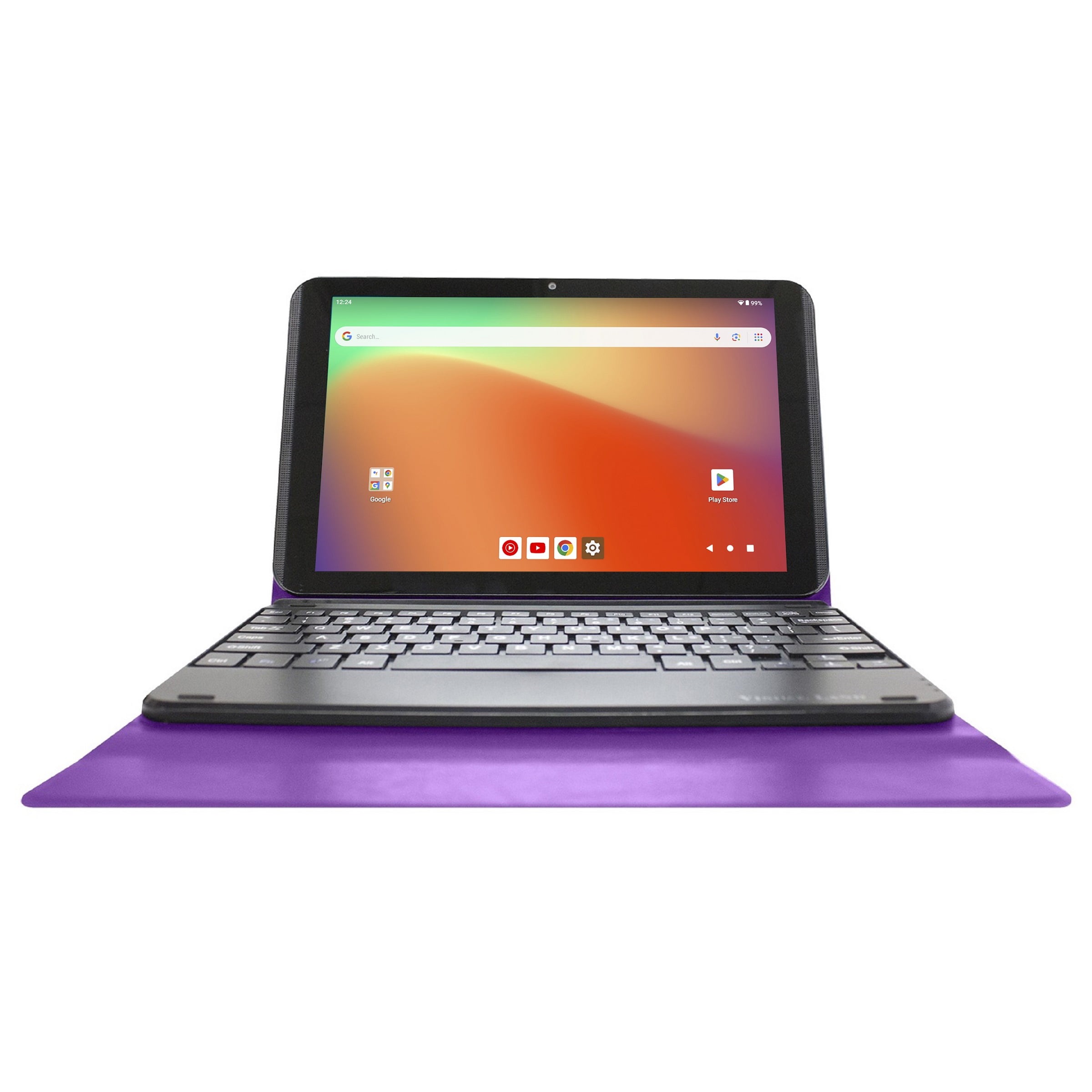 Visual Land Prestige Elite 10QH 10.1" HD IPS Android 13 Quad-Core Tablet, 128GB Storage, 2GB RAM, with Keyboard Case - Purple