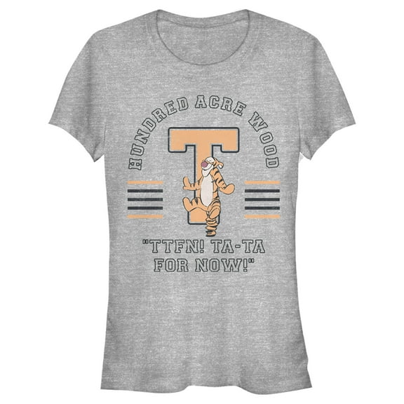 Junior's Winnie the Pooh Collegiate Tigger  Graphic Tee Athletic Heather 2X Large