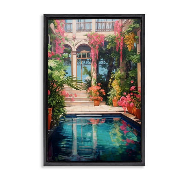 Stupell Industries Glam Pink Greenhouse Pool Reflection Black Floating Frame Canvas Art, 17 x 25, by LSR Design Studio