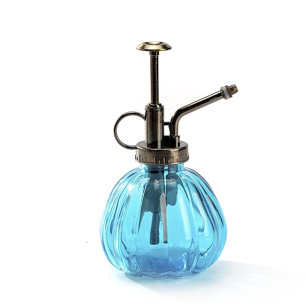Lchen Plant Mister Vintage Style Decorative Glass Bottle with Top Pump Blue