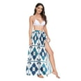 thumbnail image 2 of FORMRS Womens Long Sarong Beach Wrap Semi-Sheer Bikini Skirt Bathing Swimsuit Cover Up, Blue Mosaic Pattern, 2 of 7