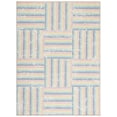 thumbnail image 2 of SAFAVIEH Kids Playhouse Geometric Stripes Machine Washable Area Rug, Ivory/Blue, 6'7" x 9', 2 of 13