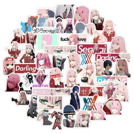 50 Pcs Darling In The Franxx Stickers, Japan Anime Waterproof Vinyl Non-Repetitive Stickers Decor