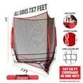 thumbnail image 2 of PowerNet Triple Threat Baseball Net, 3 Way 7' x 7' Batting, Hitting & Pitching Net Covers 147 Sq Ft, Softball Baseball Training Equipment, Baseball Practice Net (Royal Blue), 2 of 6