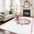 thumbnail image 2 of 5'x7' Area Rugs for Living Room Bedroom, Happy Easter Washable Rug Carpet Runner Indoor Outdoor, Rabbits Bows Spring Tulips Eggs Pastoral Non Slip Floor Mats Area Rug for Kitchen, Nursery, 2 of 8