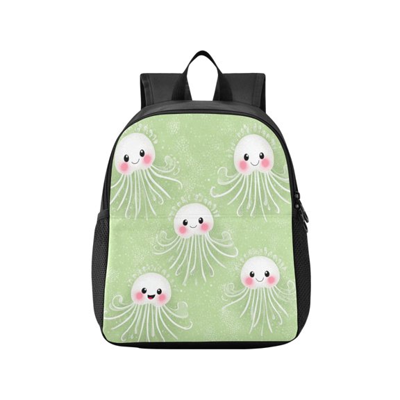 Toddler Backpack Green Jellyfish Design Waterproof Lightweight Backpack Casual Mini Daypack for Daycare & Travel