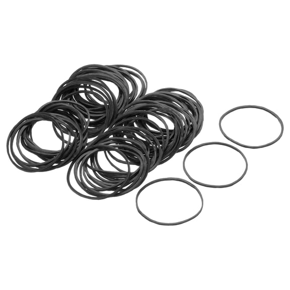 Uxcell 100 Pack Rubber Band Stretchable Rubber Elastic Band Black 75mm x 1.4mm Hair Rubber Bands for Home Office