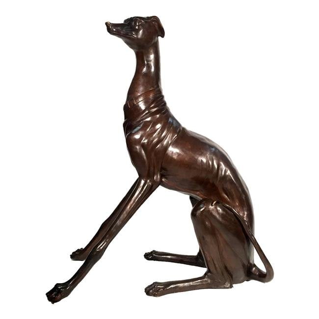 Metropolitan Galleries SRB074474 Bronze Large Sitting Whippet Dog