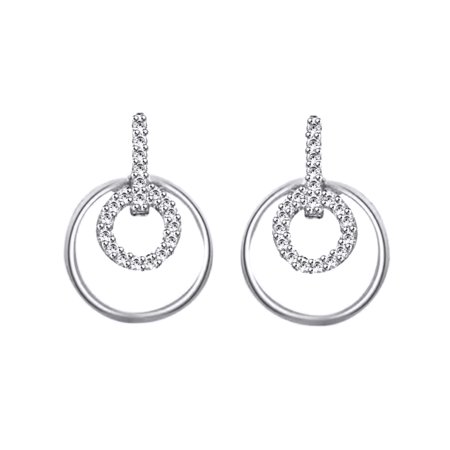 Round Cut Cubic Zirconia Drop Earrings In 14k White Gold Over Round Cut Cubic Zirconia Drop Earrings In 14k White Gold Over Sterling Silver 0 30 Cttw