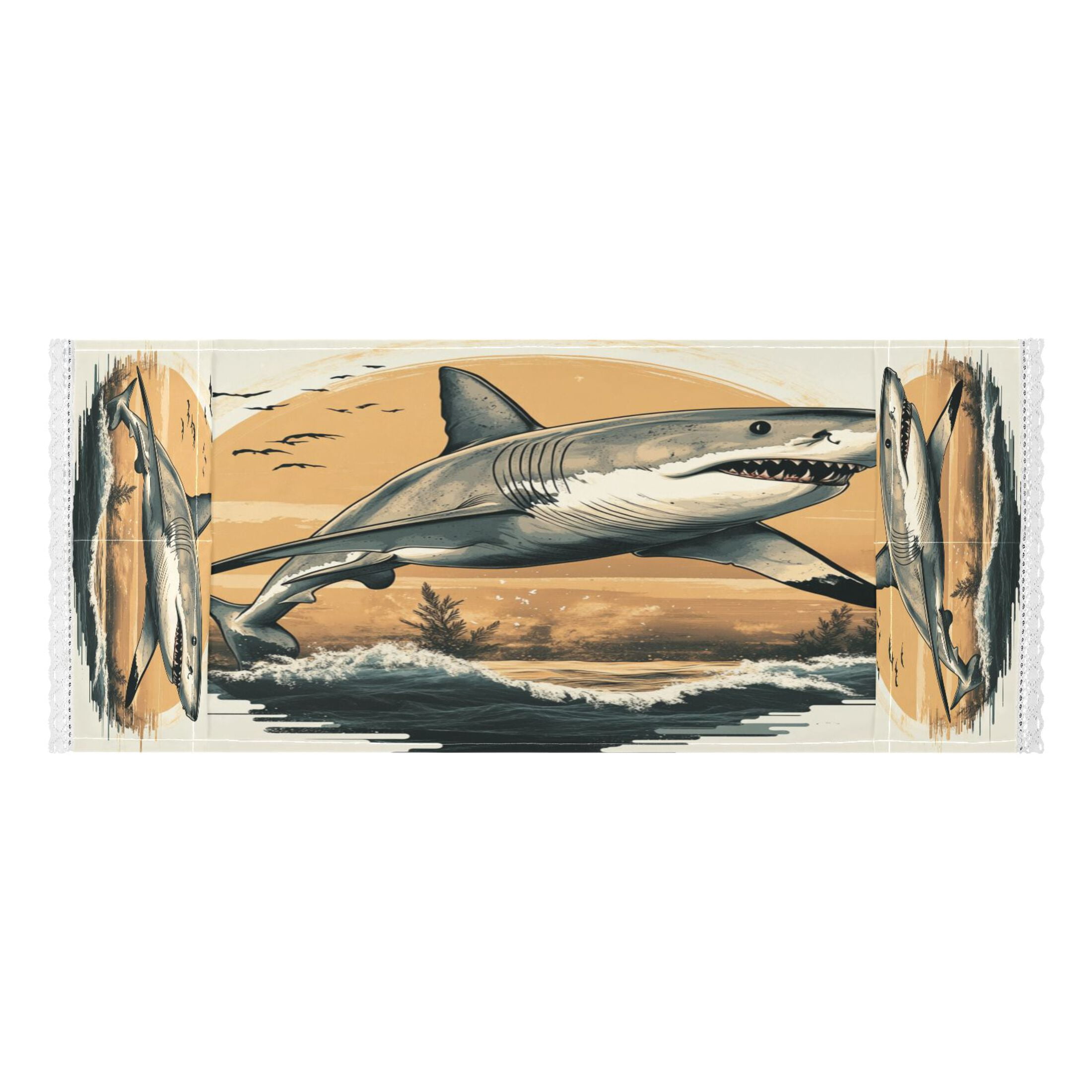 WOBOGO Great White Shark on The Oceans Illustration Washing Machine Cloth Dryer Refrigerator Top Cover Protective Non-Slip Mat For Kitchen Laundry