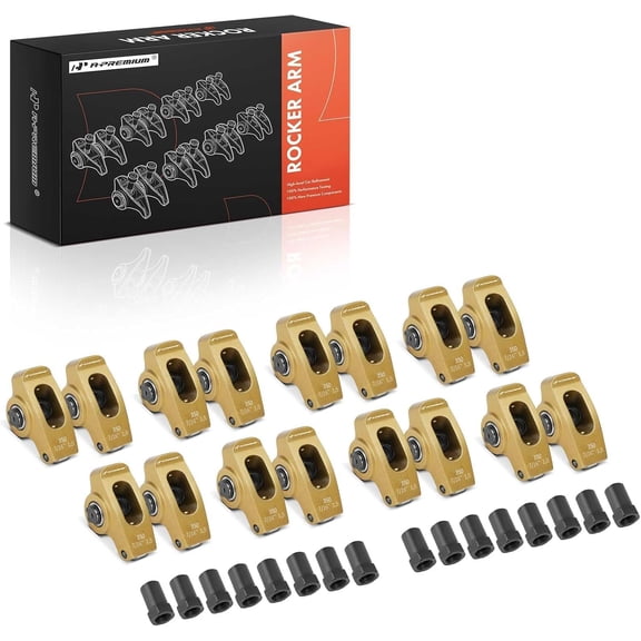 A-Premium 16PC Aluminum Roller Rocker Arms Kit 1.5 Ratio 7/16" Studs Compatible with Chevy Small Block SBC 350 265 283 305 327 400 V8 Engines, with Needle Bearings