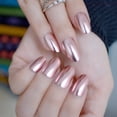 thumbnail image 1 of Uñas postizas Coolnail ovaladas metalizadas efecto espejo rosa champán 24 piezas, 1 of 8