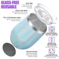 thumbnail image 2 of Vacuum Insulated Stemless Wine Glass - THILY Stainless Steel 12 oz Wine Tumbler with Spill Proof Lid, Straw, Cute Cup, Keep Cold & Hot for Coffee, Cocktails, Drinks, Glitter Light-blue, 2 of 5