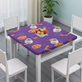 thumbnail image 3 of Purple Halloween Pumpkins Bats and Spiders Square Fitted Tablecloth with Elastic Edge,Square Table Cover,Washable Elastic Table Cover for Home Kitchen Party Decor 36"x36", 3 of 6