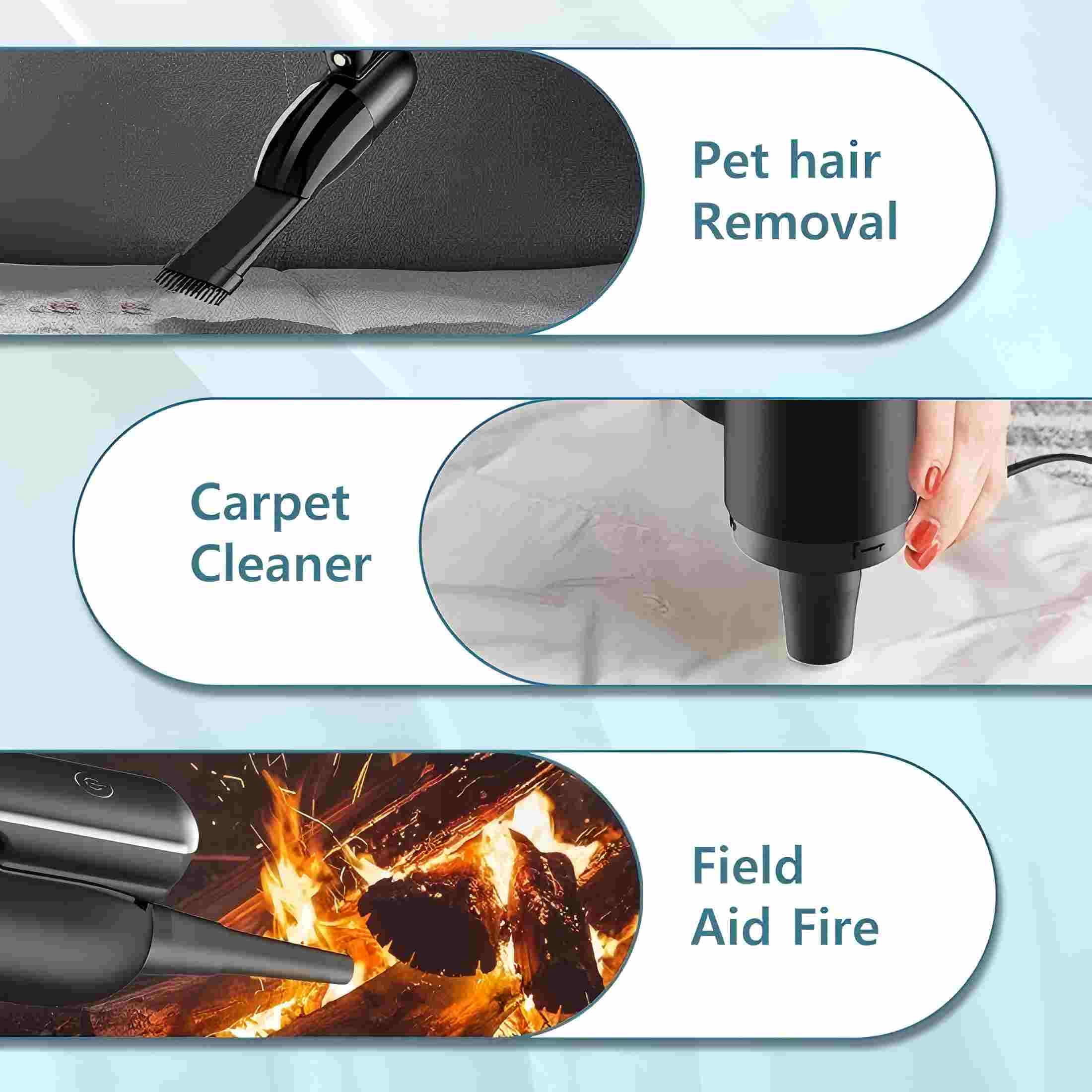 ELORTI Portable Car Vacuum Cordless, 10000Pa Powerful Suction Handheld for Pet Hair, Auto Detailing, Home Use with HEPA Filter