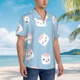 thumbnail image 3 of Wukai Cartoon Sushi Men's Hawaiian Shirt Short Sleeve Casual Button Down Summer Beach Aloha Shirt Tropical Print Holiday Party, 3 of 8