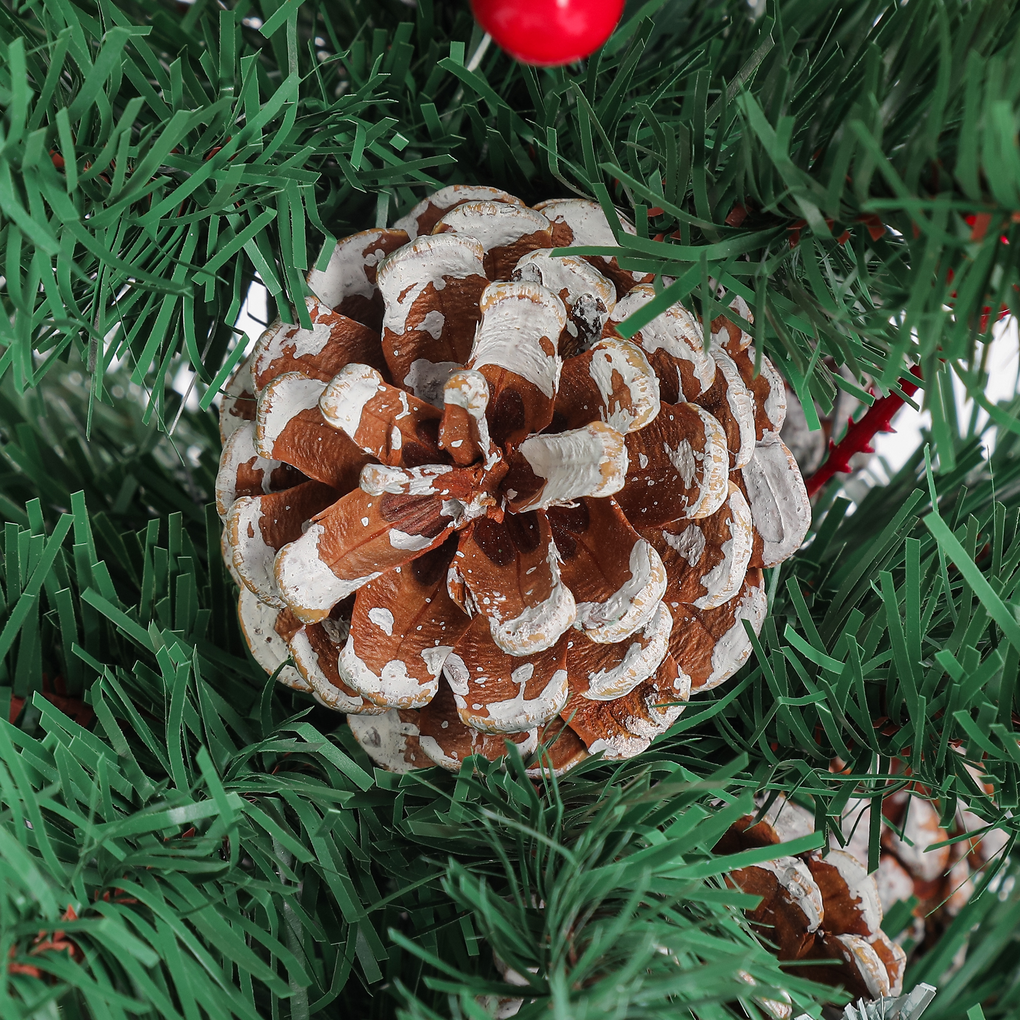 7.5 ft Artificial Christmas Tree with 200 LED Lights, Army Green, 1358 Branch Tips, Metal Hinges & Foldable Base