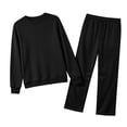thumbnail image 7 of Zynoxe Womens Two Piece Sweatsuit Sets Solid Color Loose Crew Neck Long Sleeve Sweatshirt and Wide Leg Pants Lounge Sets for Daily Wear, 7 of 7