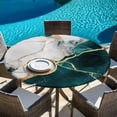 thumbnail image 6 of Marble Turquoise Round Tablecloth, Fitted Table Cover with Elastic for 45"-54" Round Tables, Abstract Gold White Brick Stone Motif Table Cloth Outdoor Indoor Dinning Party Waterproof Tablecloths, 6 of 7