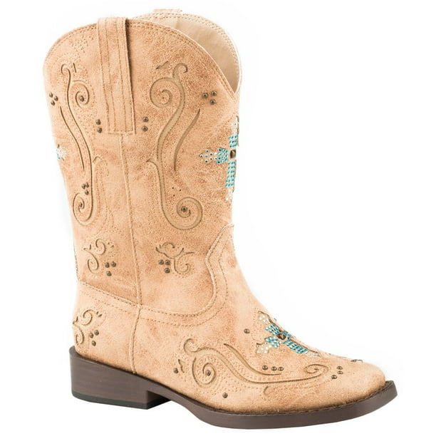 Roper Roper Kids Girls Faith Square Toe Western Cowboy Boots Mid Calf