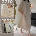 thumbnail image 2 of Korean Sleepwear Women Pajama Sets Solid Color Piiama Ruffles Pants Sets for Women 2 Pieces Autumn Night Wears Button Home Suit, 2 of 4