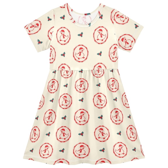 joogoo Christmas Gooses-1 Girls' Short Sleeve Dress Kids Dresses 5-6T