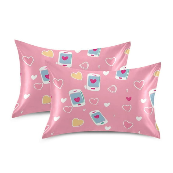 Yayeee Pillowcase Standard Size Set of 2 Satin Wrinkle Resistant Pillow Case, Love Connection