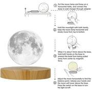 KFISI Moon Lamp, 3D Printing Magnetic Levitation Moon Light Lamps with 360 Auto Rotating and 4 Working Light Modes -