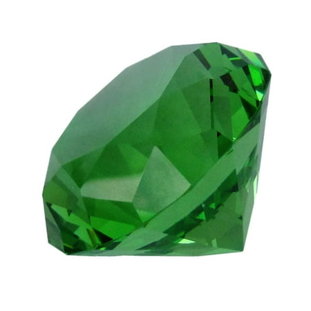 Emerald Cut Glass - Big 100mm Emerald Green 100 mm Cut Glass Crystal Giant Diamond Jewel Paperweight