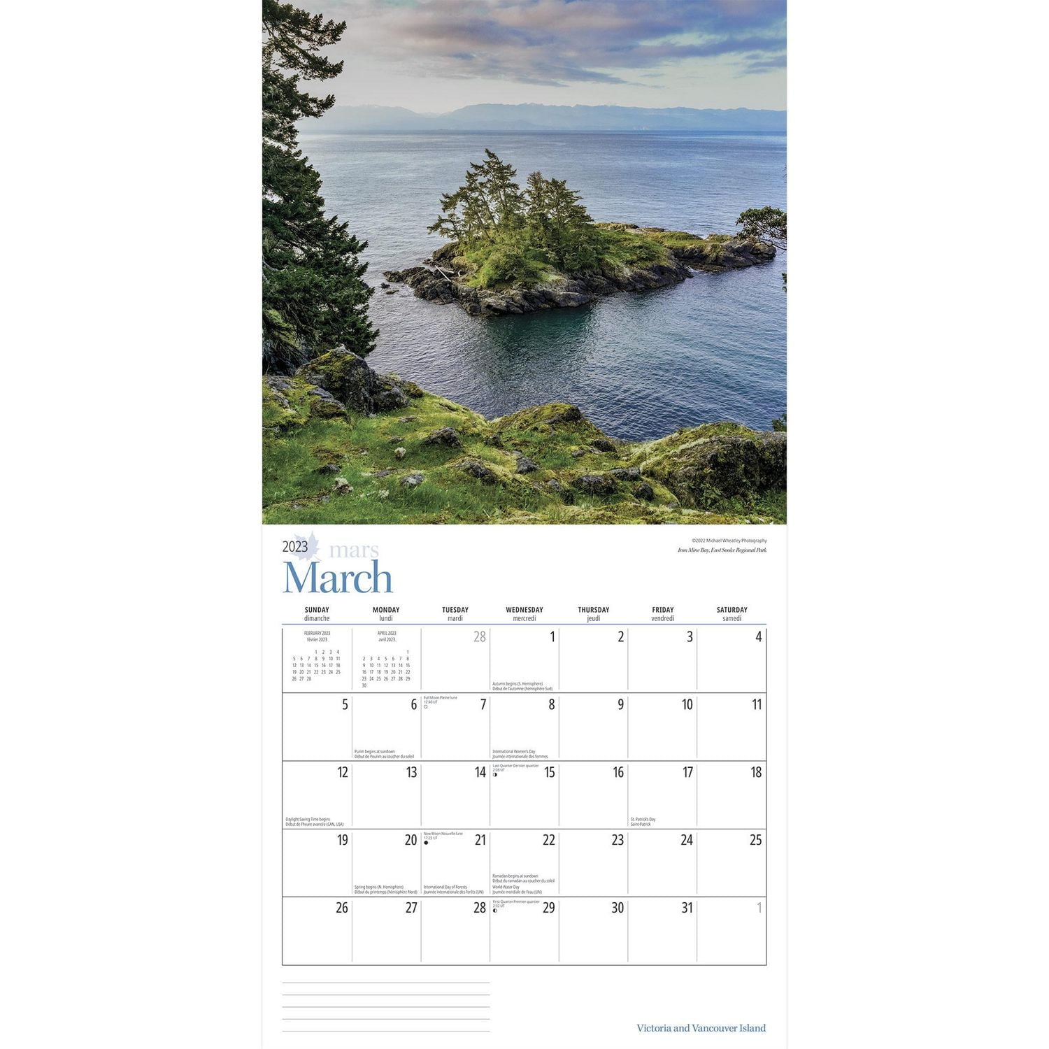 Victoria & Vancouver Island | 2023 12x24 Inch Square Wall Calendar