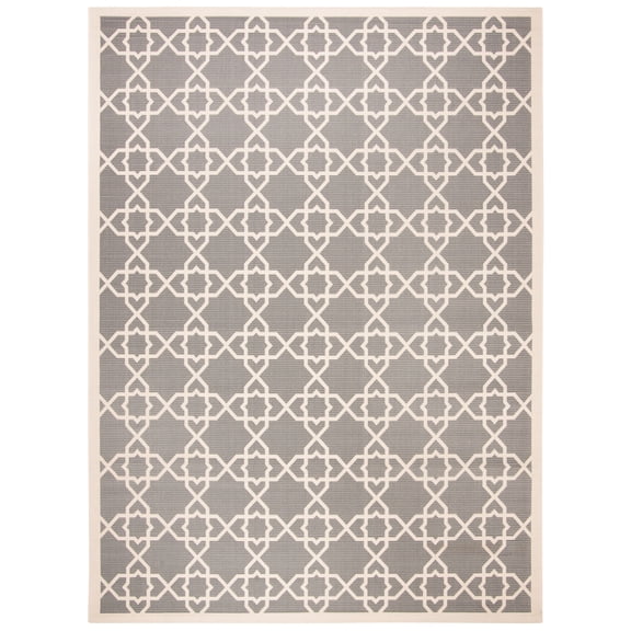 SAFAVIEH Courtyard Carol Geometric Indoor/Outdoor Area Rug, 8' x 11', Grey/Beige