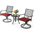thumbnail image 3 of Nuu Garden Outdoor 3-Piece Bistro Set, Iron Swivel Chairs with Red Cushions and 20’’ Round Bistro Table, Powder-Coated Iron Frame for Outdoor and Indoor Space, Black, 3 of 10