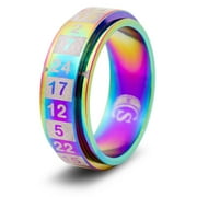 CritSuccess d24 Dice Ring with 24 sided Die Spinner (Size 8.5 - Stainless Steel - Rainbow)