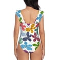 thumbnail image 6 of Yiaed Colorful Butterflies Print Women's Ruffled One Piece Swimsuit V Neck Swimwear Slimming Monokini for Woman-X-Large, 6 of 8