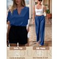 thumbnail image 5 of Ekouaer Satin Pajama Set Womens Silk Short Sleeve V Neck Shirt with Long Pant Soft Loungewear Pjs Set, 5 of 5