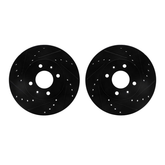 Dynamic Friction Company Front Brake Rotors-Drilled and Slotted-Black 8002-03001