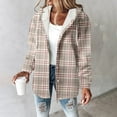 thumbnail image 2 of Women Plaid Hooded Jackets Drawstring Fall Long Sleeve Button Down Shackets Winter Warm Trendy Fashion Loose Clothing, 2 of 5