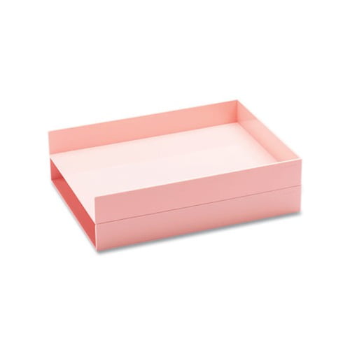 Stackable Letter Trays 1 Section, Letter Size Files, 9.75 x 12.5 x 1.75, Blush, 2/Pack