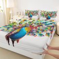thumbnail image 3 of Manfei Colorful Cute Peacock Twin Sheet Sets,Zoo Animal Twin Fitted Sheet,Oil Painting Aesthetic Flat Sheet For Girls Kids,Luxury Bedroom Decor,3 Pieces, 3 of 7