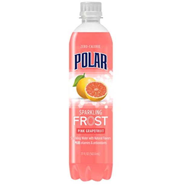 Polar Beverages Frost Sparkling Water, Pink Grapefruit, 17 Fluid Ounce